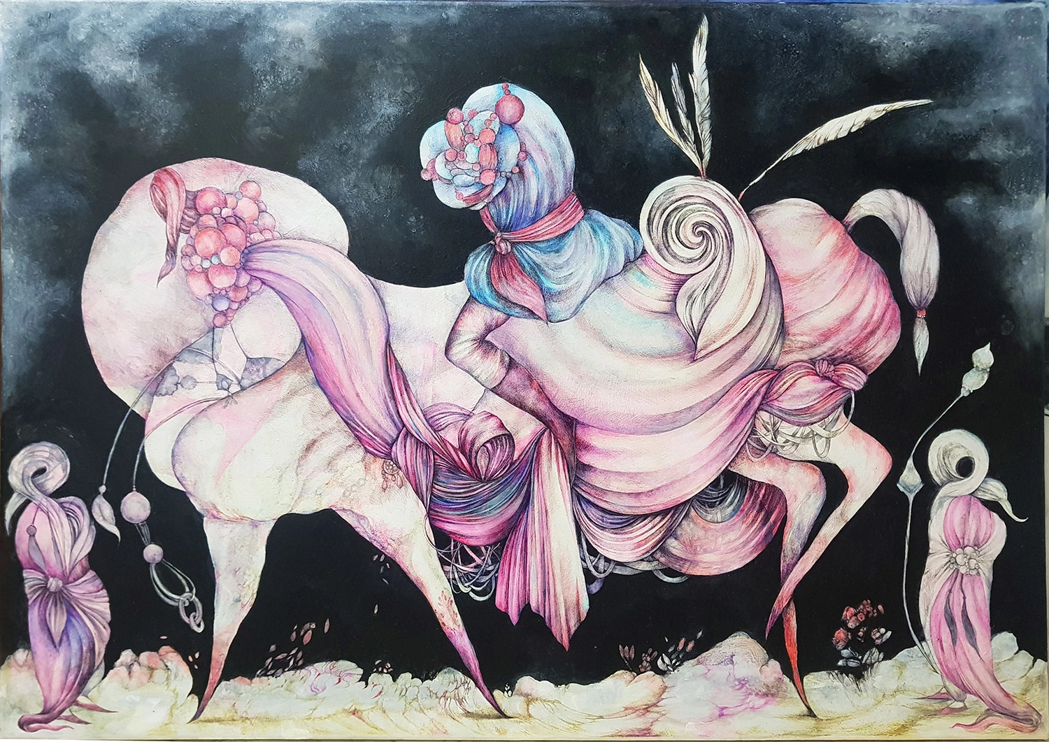 Anis Tabaraee , horse, illustration , Persian painting , surrealism